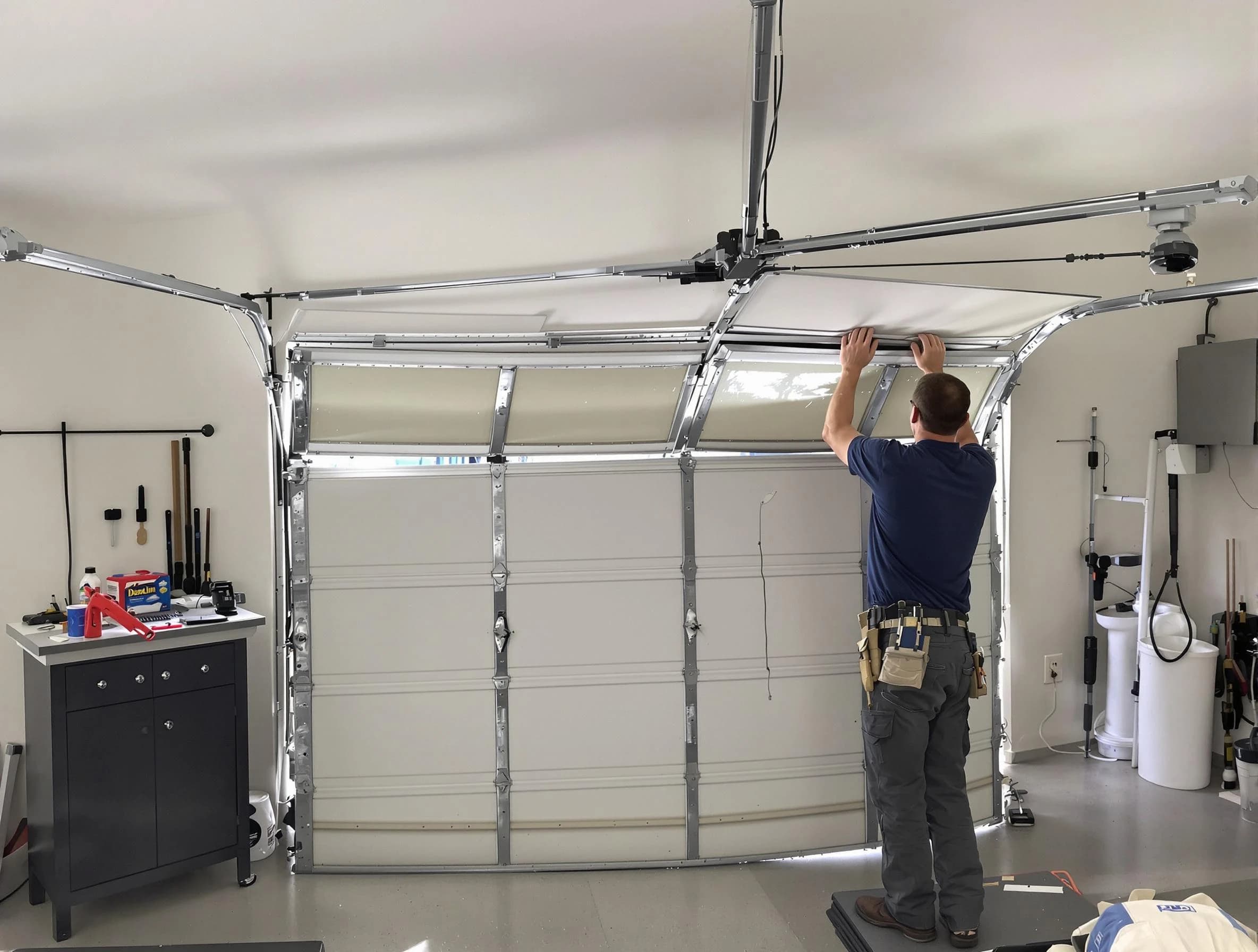 Mountain Green Garage Door Repair specialist performing precise section replacement on Mountain Green garage door