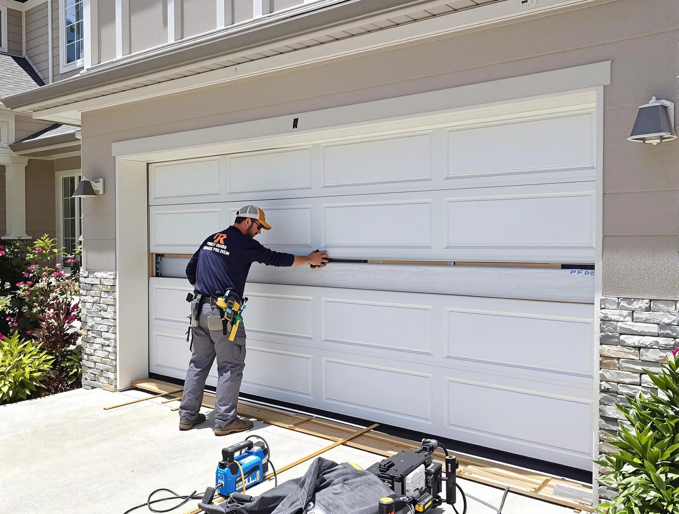 Mountain Green Garage Door Repair team performing complete garage door replacement at Mountain Green residence
