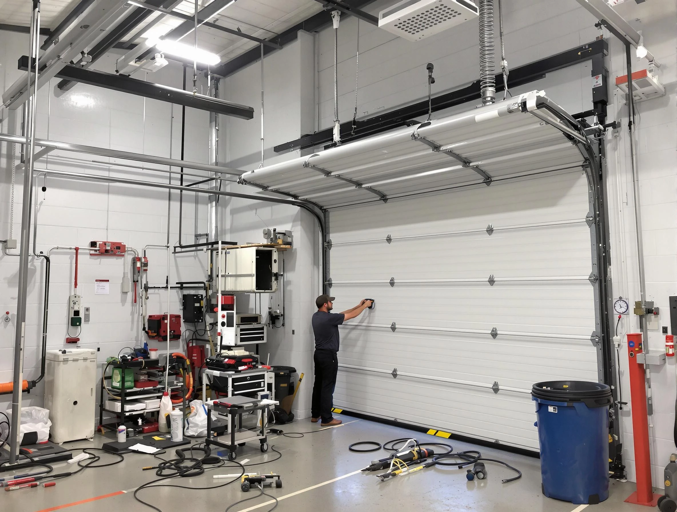 Mountain Green Garage Door Repair certified technician performing commercial door repair at a Mountain Green business facility