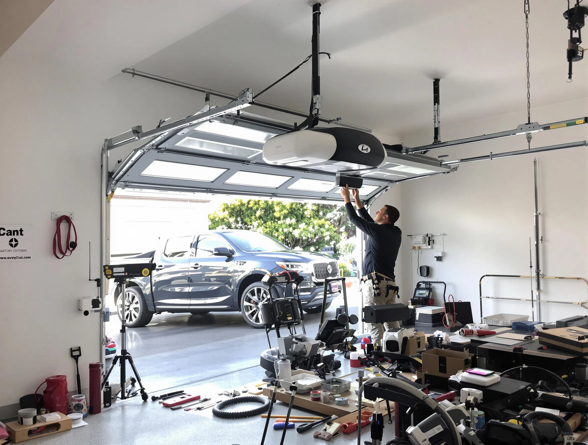 Mountain Green Garage Door Repair specialist installing smart garage door opener system in Mountain Green home