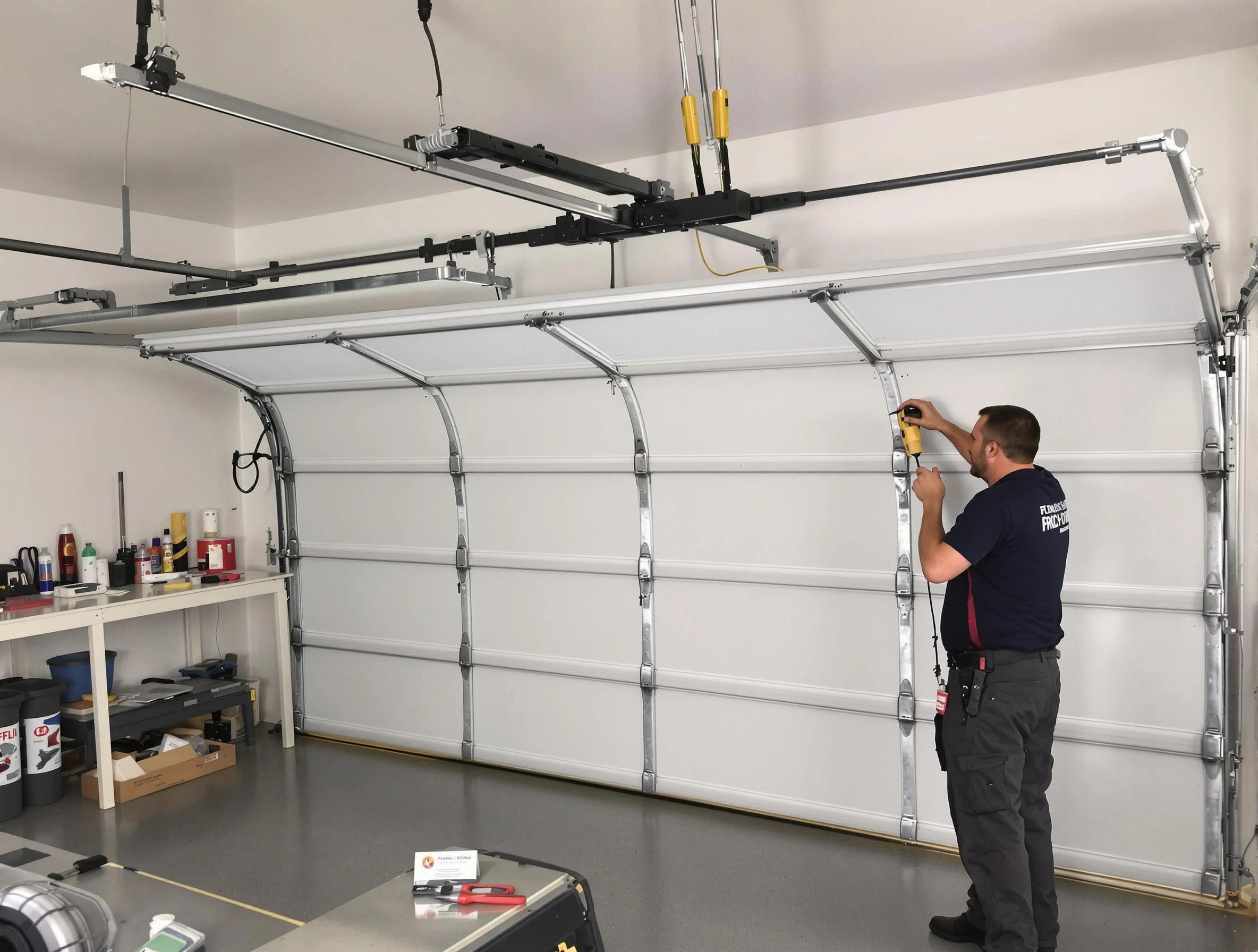 Mountain Green Garage Door Repair certified technician performing overhead door system repair in Mountain Green