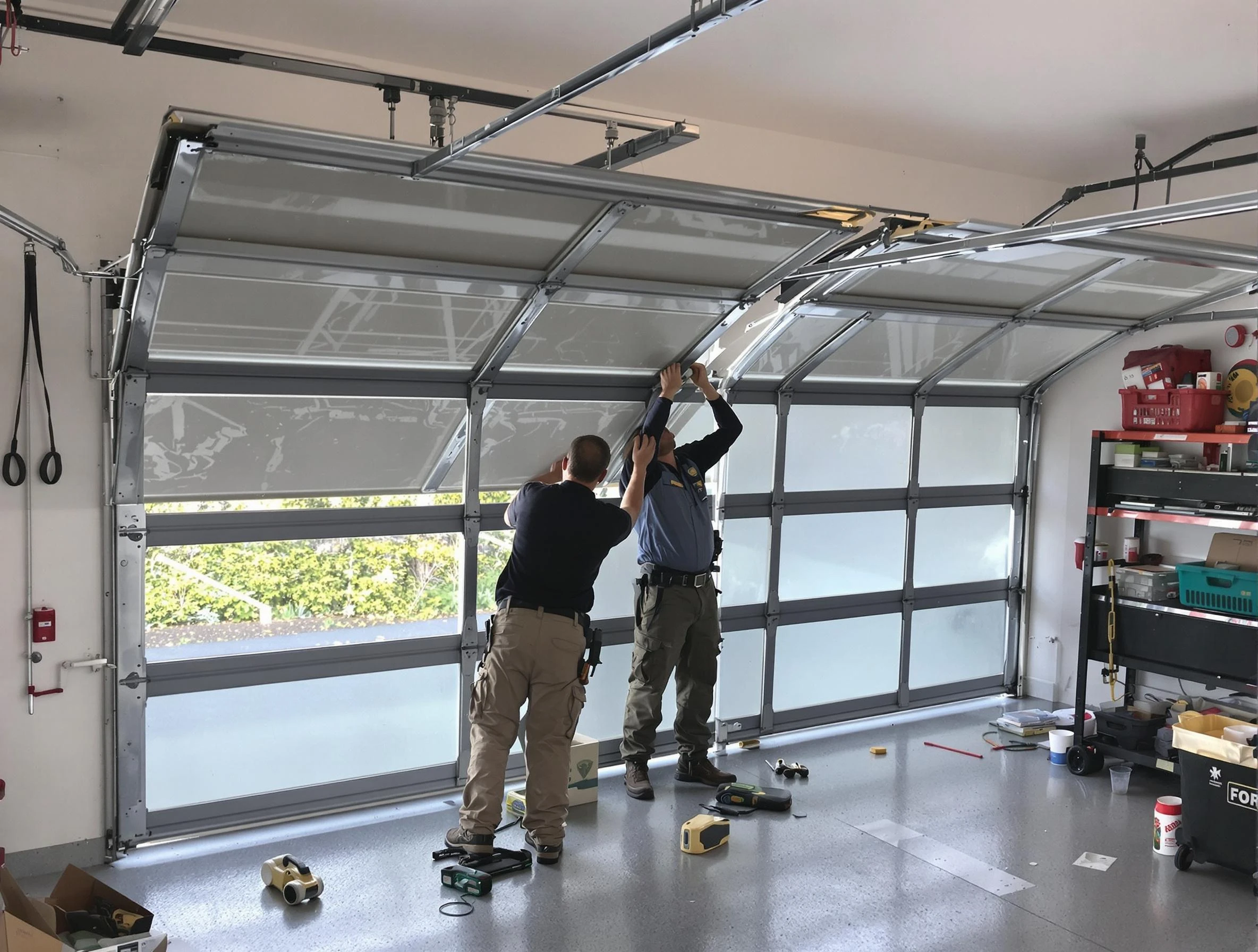 Mountain Green Garage Door Repair expert performing precise panel replacement on Mountain Green garage door