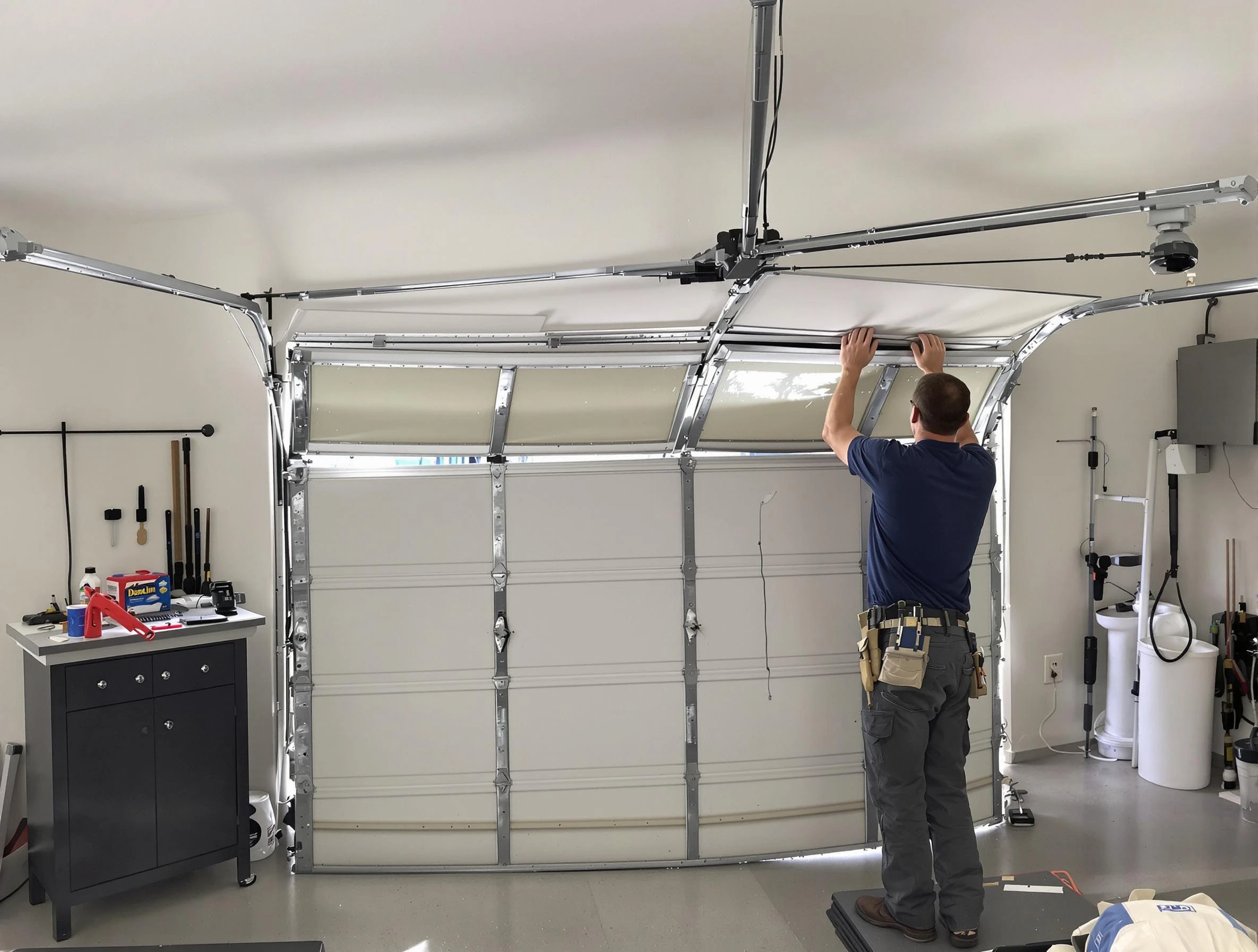 Mountain Green Garage Door Repair specialist performing precise section replacement on Mountain Green garage door